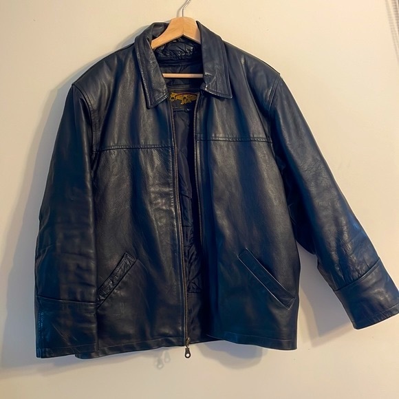 Vintage “BORN TO BE FREE” 90s all leather moto jacket - Picture 2 of 15